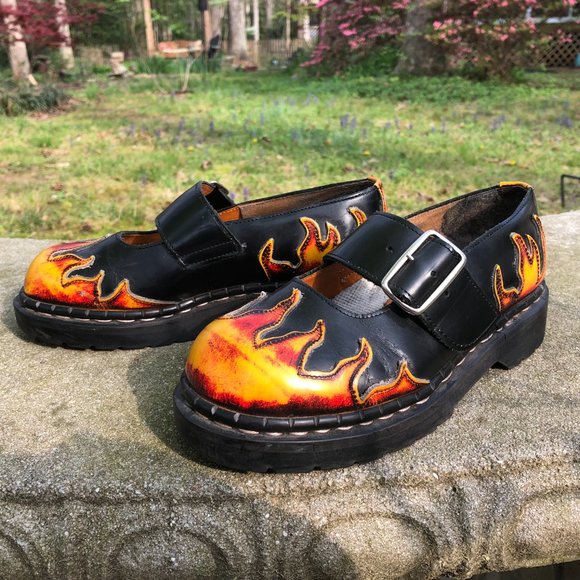 Vintage Tredaire Mary Jane Flame Hot Gothic Punk Dr Martens England 6.5 - Picture 11 of 11